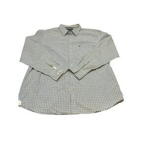 Men’s American Eagle Long Sleeve Button Down Vintage Fit Blue plaid Shirt Sz XXL